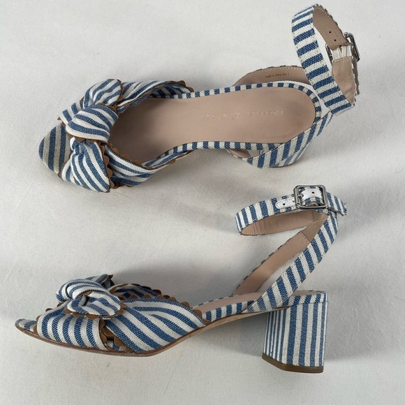 Loeffler Randall Jill Knotted Striped Sandal in Blue White Size 7 - Picture 2 of 8